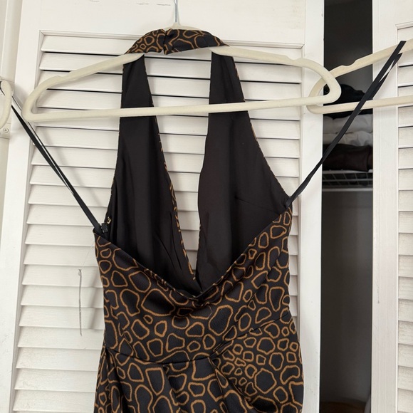 House of Harlow 1960 X Revolve Geometric Halter Neck Ruched Slit Maxi Dress - Picture 7 of 14